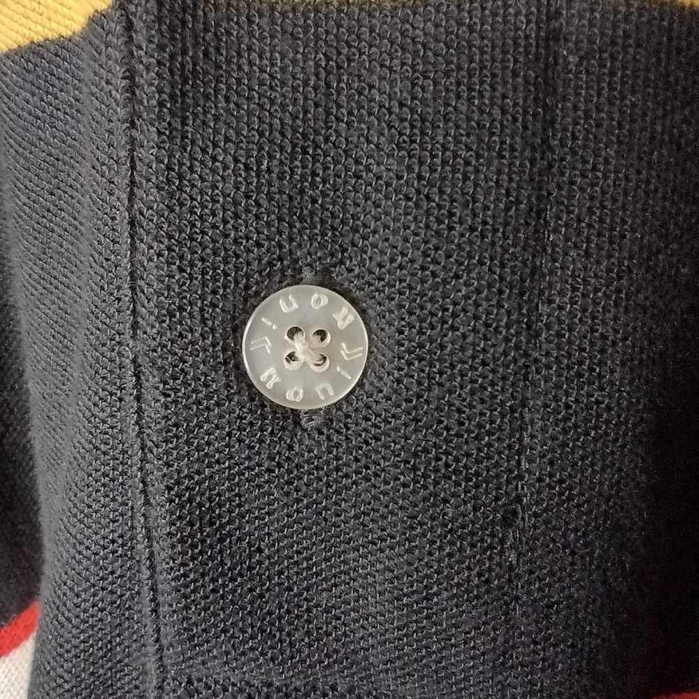 KARL KANI JEANS Polo Shirt Hip Hop Vintage White Black Gold Blue Red Striped 2XL - Picture 5 of 6